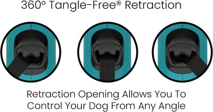 Aqua 16 ft tangle-free retractable dog leash - 360-degree tangle-free retraction