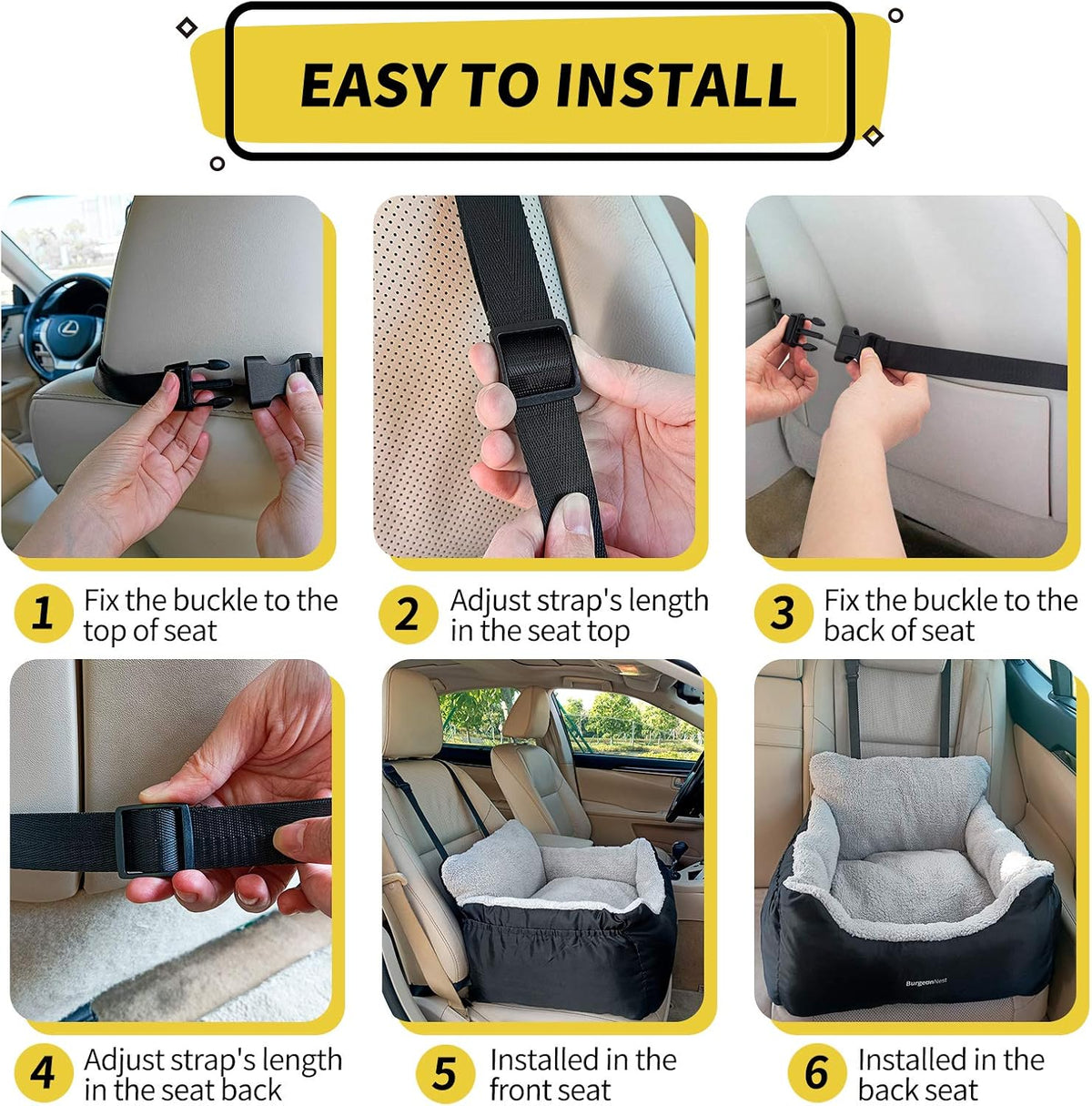 Black dog car seat for small dogs, view 7 of 9