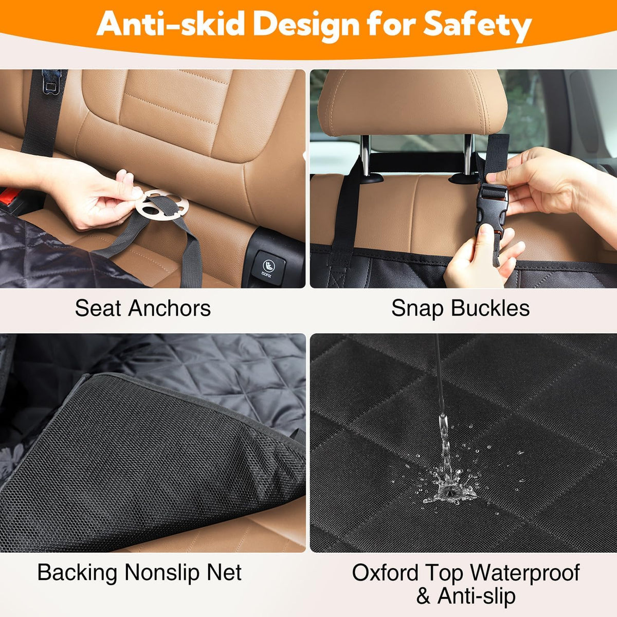 Black waterproof dog car seat hammock, view 7 of 8