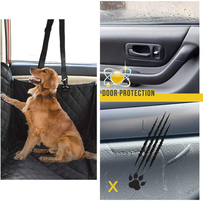 Black quilted waterproof back seat cover for dogs, view 3 of 8