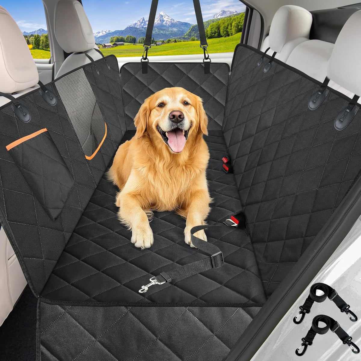 Black waterproof dog car seat hammock