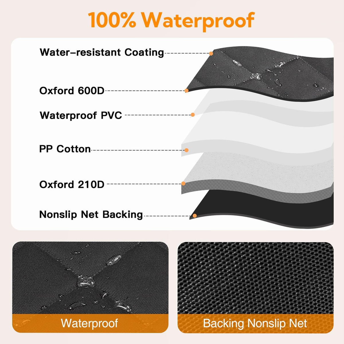 Black waterproof dog car seat hammock, view 3 of 8