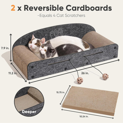 Large cardboard cat scratcher lounge bed, view 5 of 9