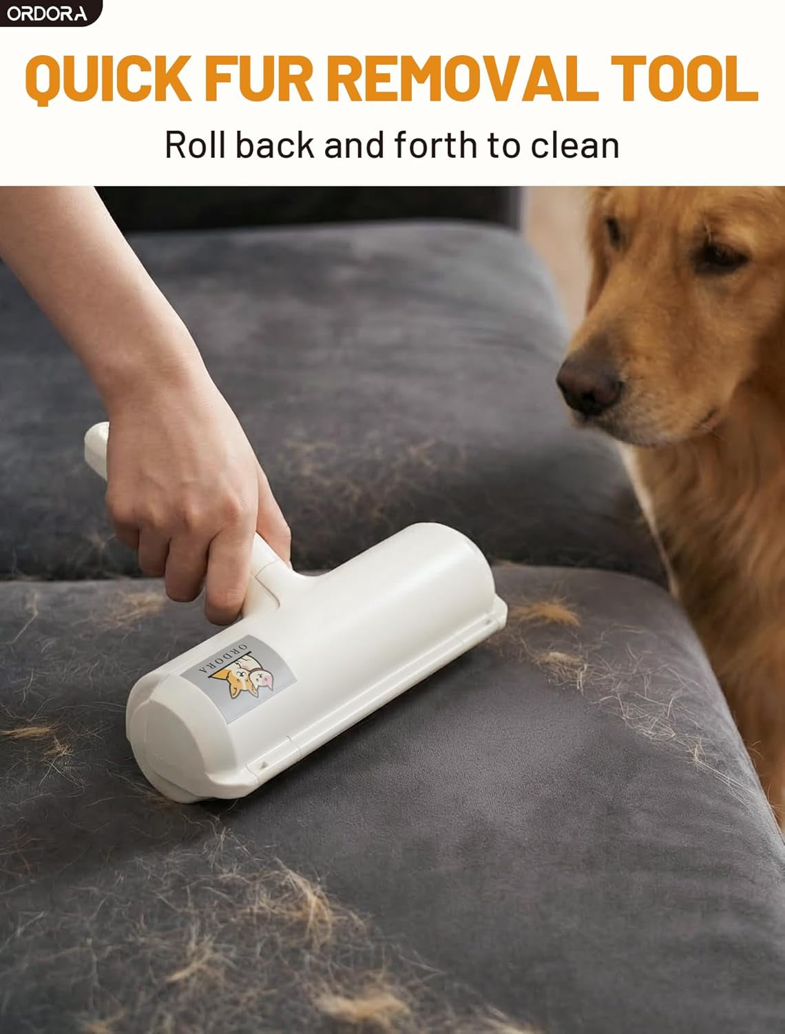 Reusable pet hair remover roller - rolling fur off a couch