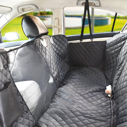 Black quilted waterproof back seat cover for dogs, view 7 of 8