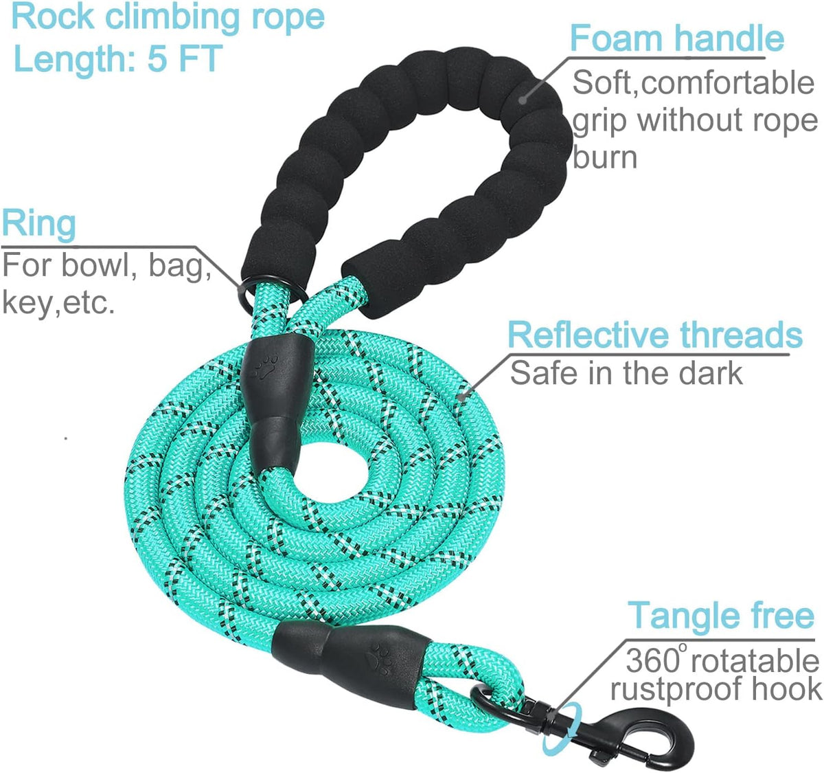 Turquoise escape-proof martingale dog collar, view 4 of 6