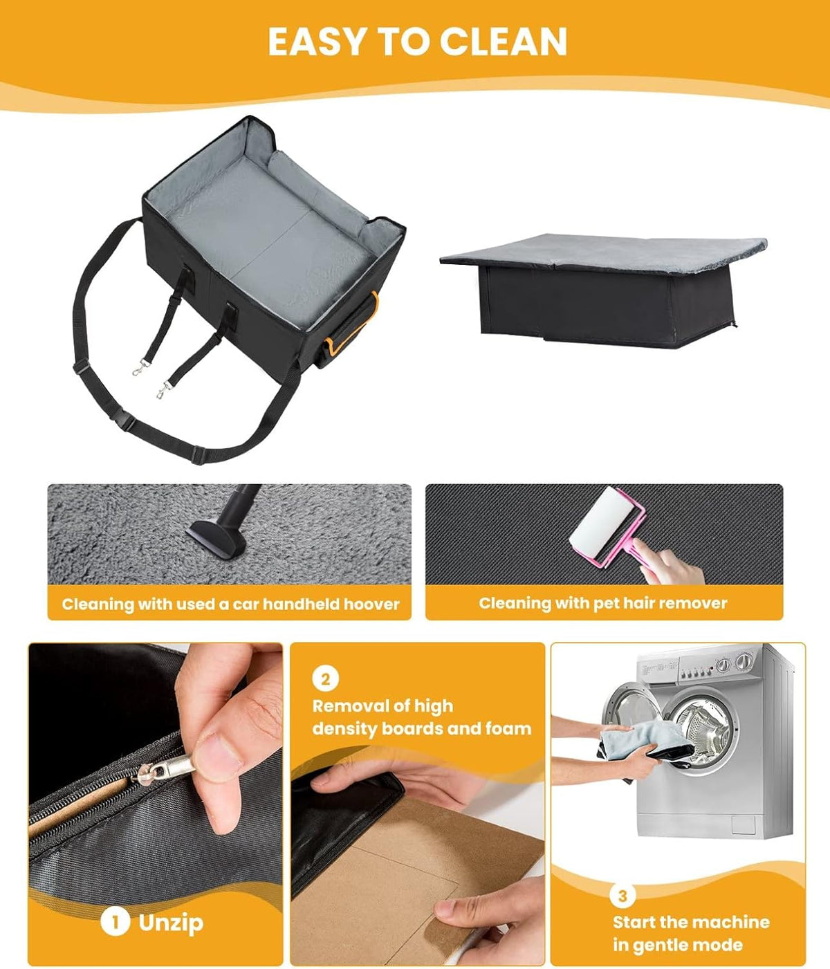 Black elevated dog booster car seat, view 7 of 7