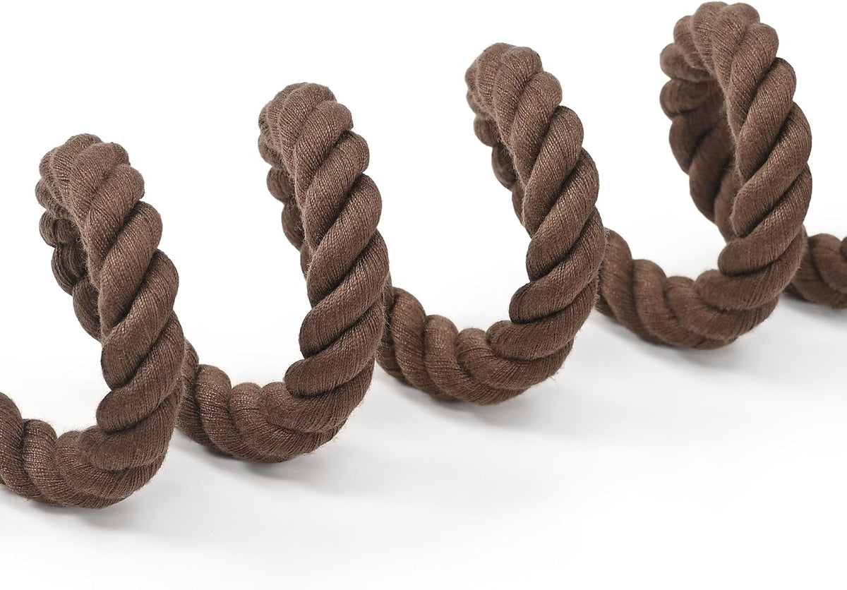 Braided cotton rope dog leash with leather ends, view 5 of 7