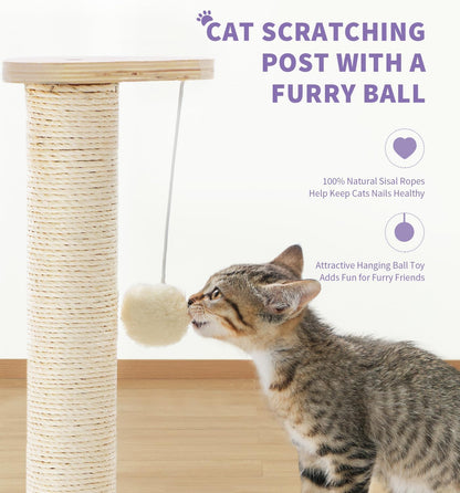 Sisal cat scratching post with ball track, view 4 of 9