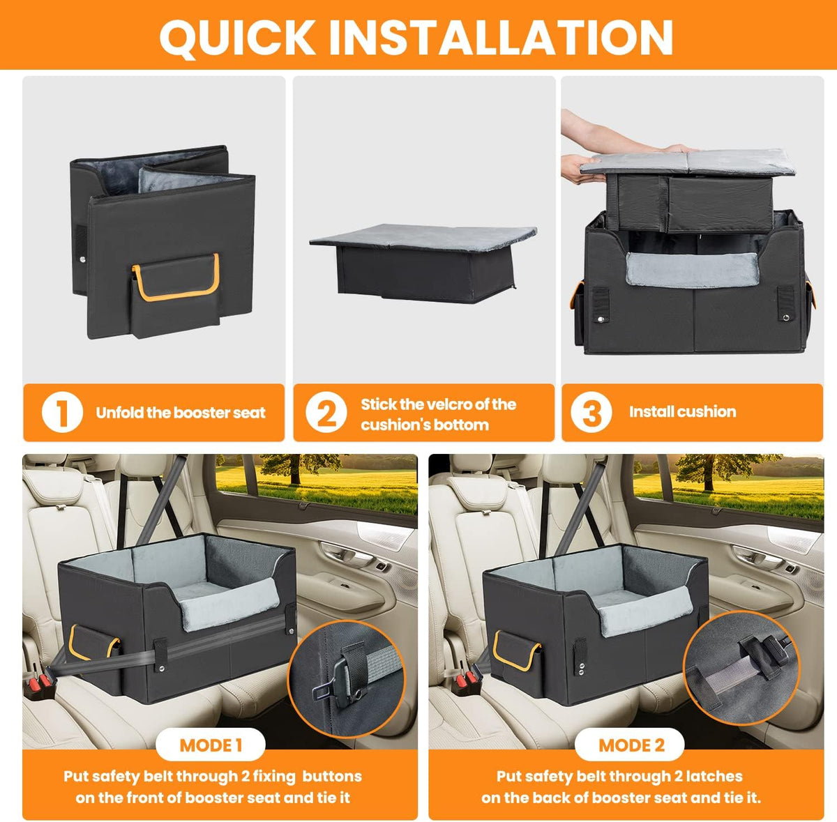 Black elevated dog booster car seat, view 6 of 7