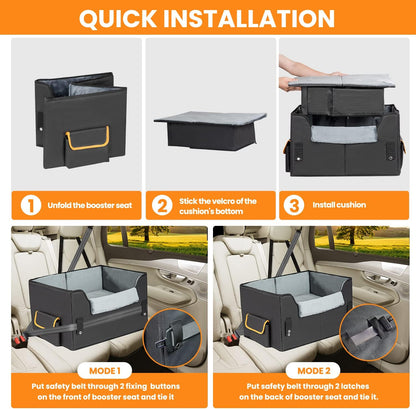 Black elevated dog booster car seat, view 6 of 7